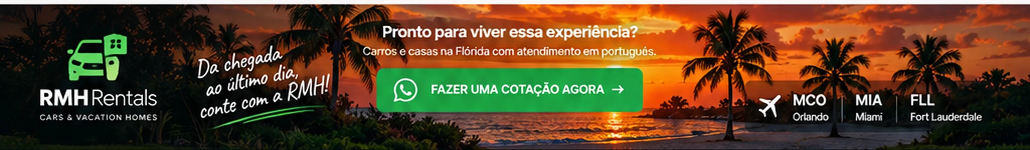 RMH Rentals na Flórida ao pôr do sol